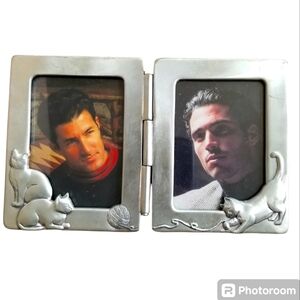 Seagull pewter frame. Small double panels.  Euc